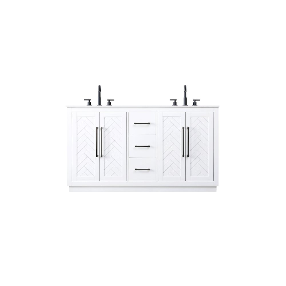 60 inch Double Bathroom Vanity in White. Picture 1