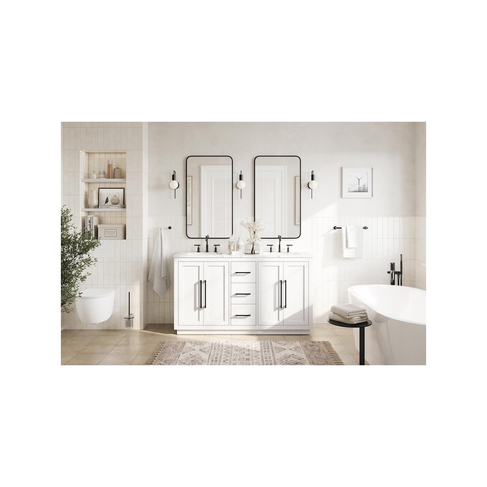 60 inch Double Bathroom Vanity in White. Picture 4