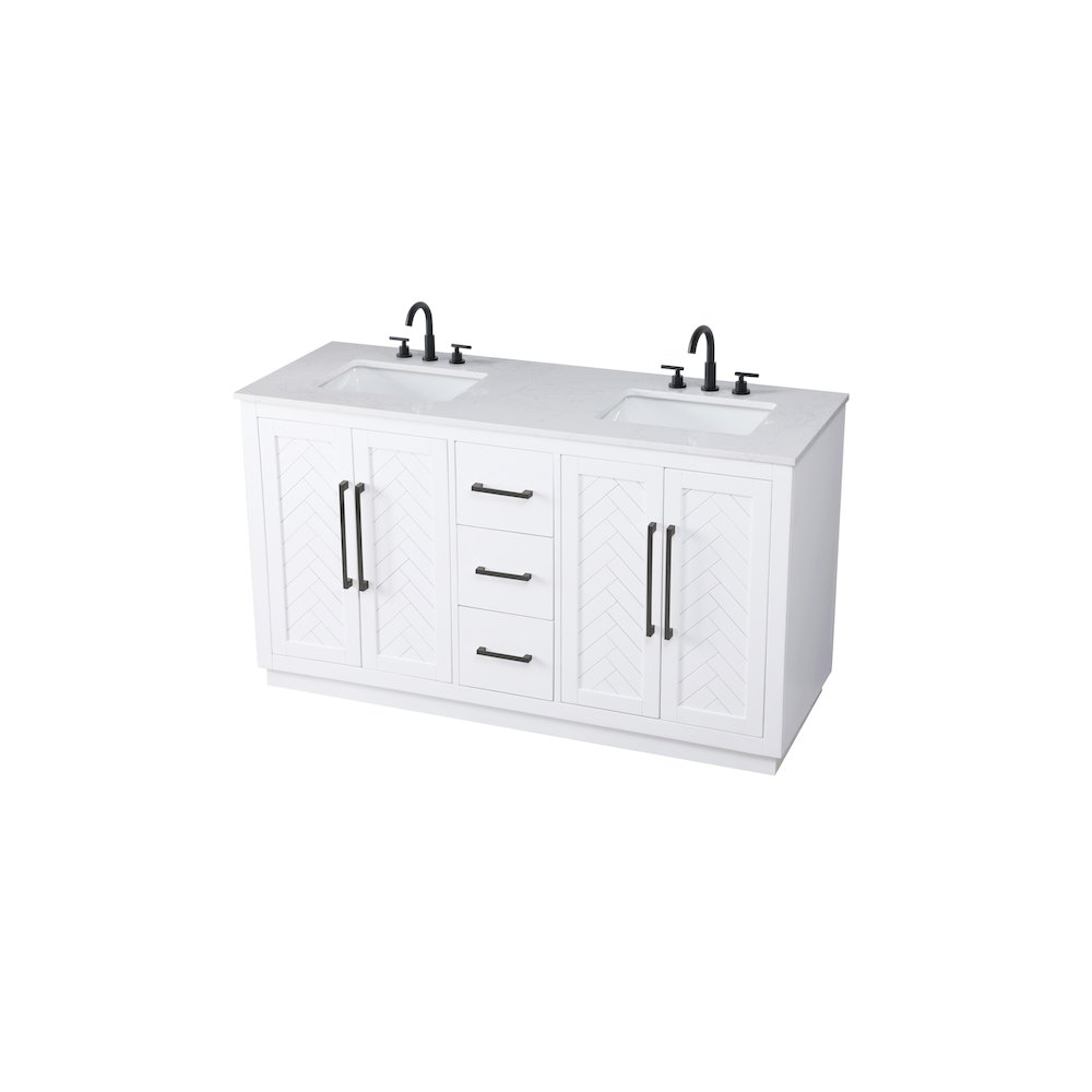 60 inch Double Bathroom Vanity in White. Picture 6