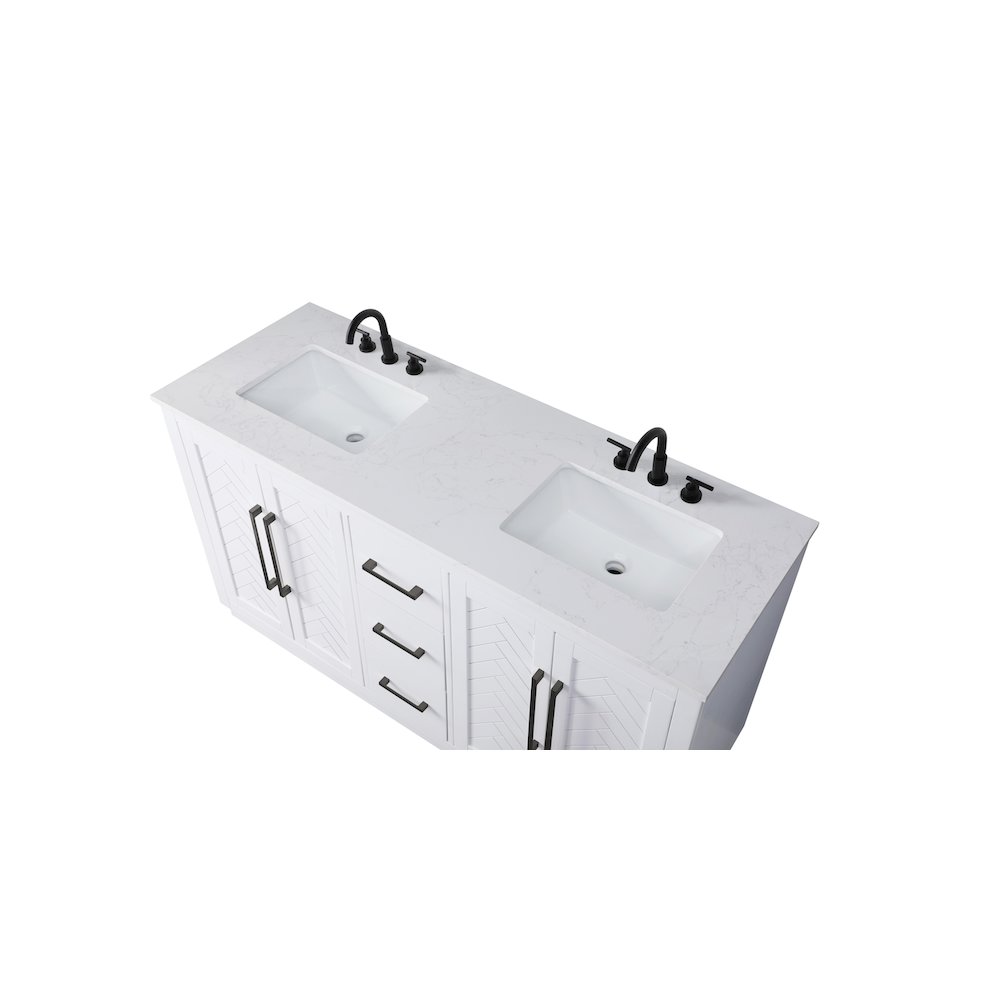 60 inch Double Bathroom Vanity in White. Picture 8
