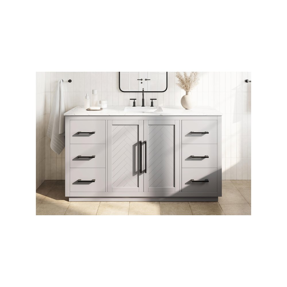 60 inch Single Bathroom Vanity in Grey. Picture 2