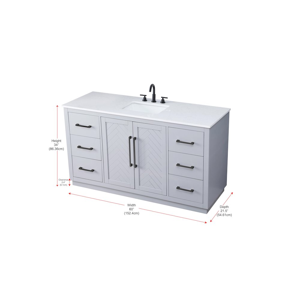60 inch Single Bathroom Vanity in Grey. Picture 12