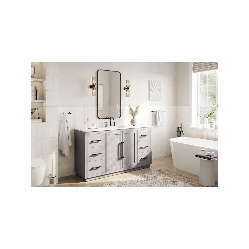 60 inch Single Bathroom Vanity in Grey. Picture 3