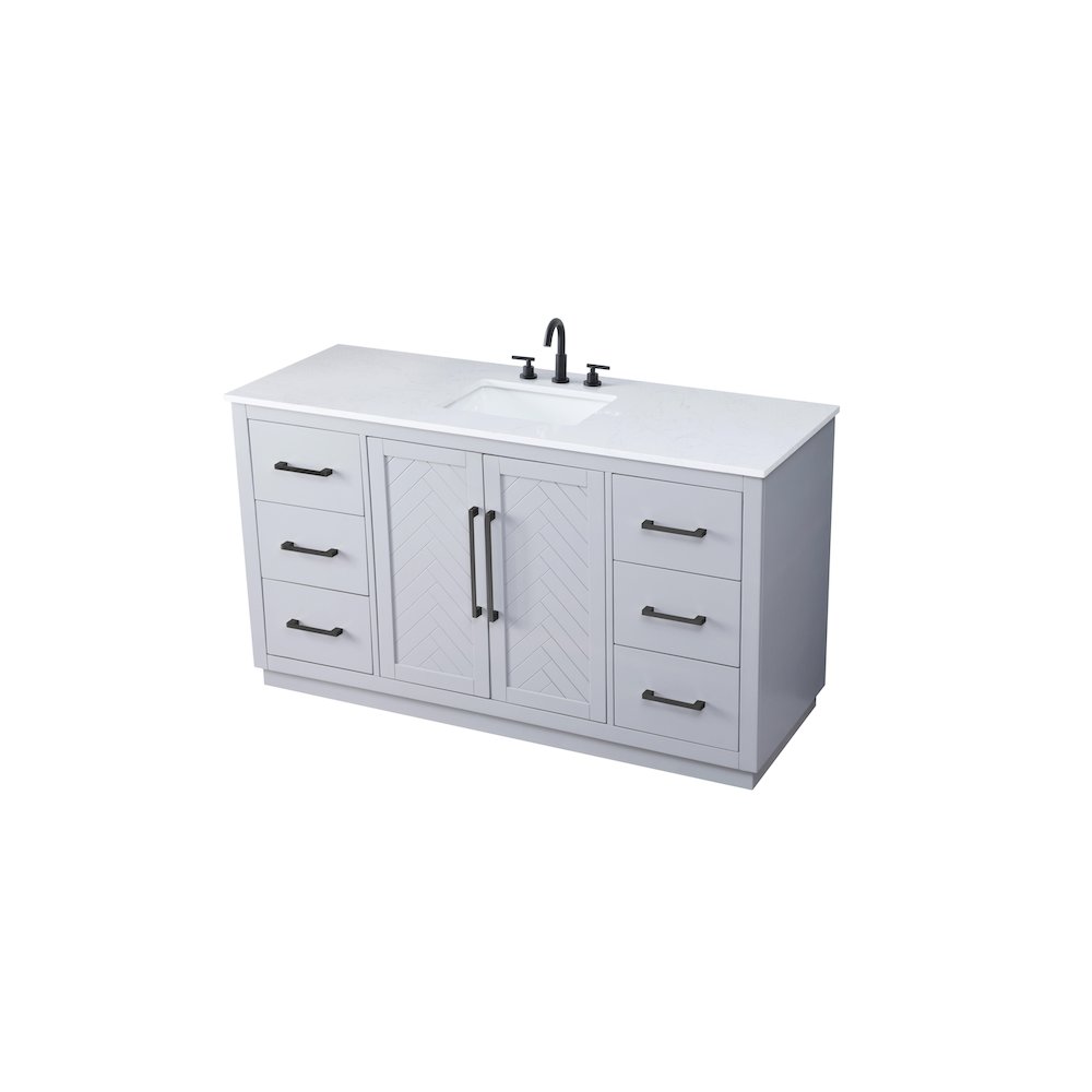 60 inch Single Bathroom Vanity in Grey. Picture 6