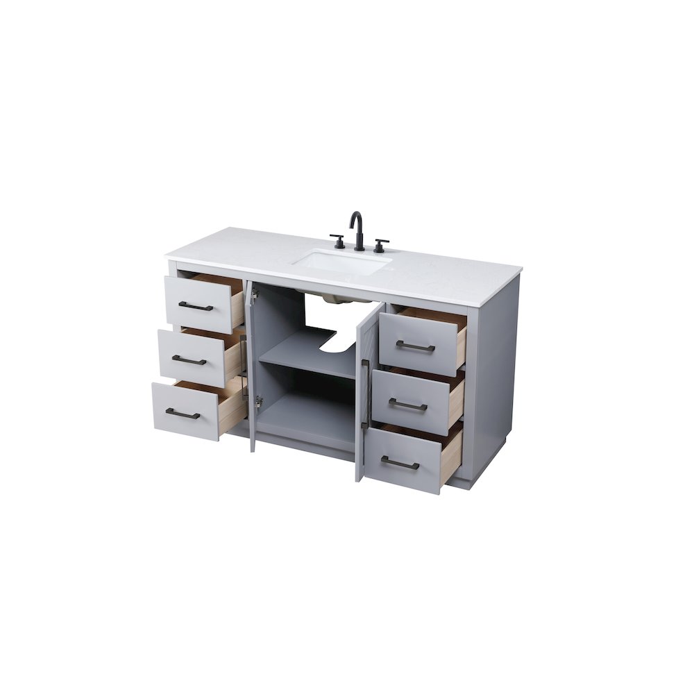 60 inch Single Bathroom Vanity in Grey. Picture 7