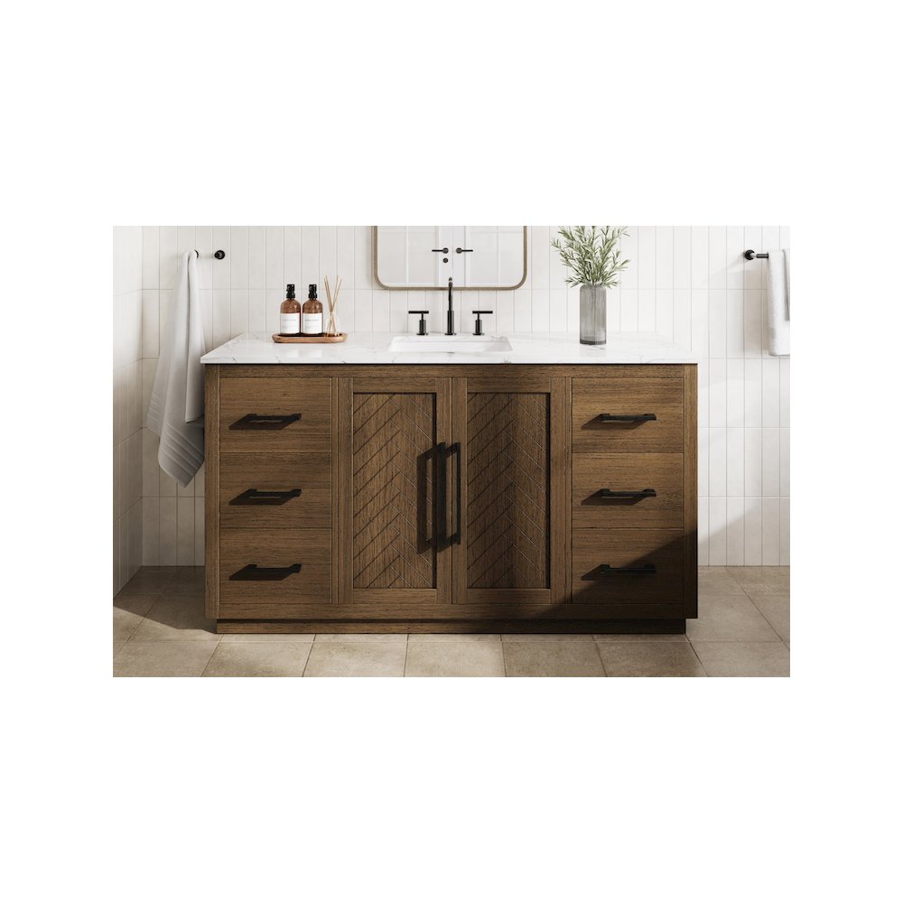 60 inch Single Bathroom Vanity in Hazel Oak. Picture 2