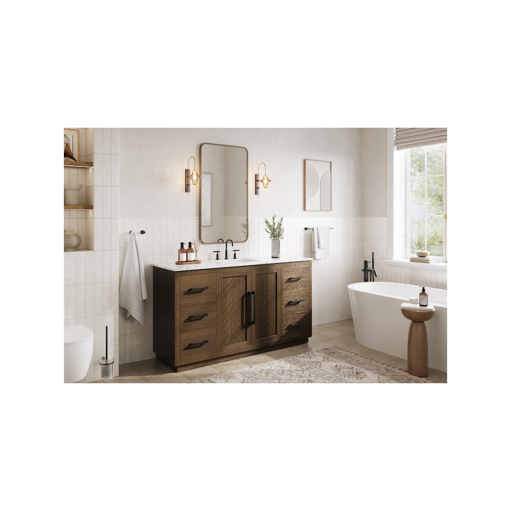 60 inch Single Bathroom Vanity in Hazel Oak. Picture 3