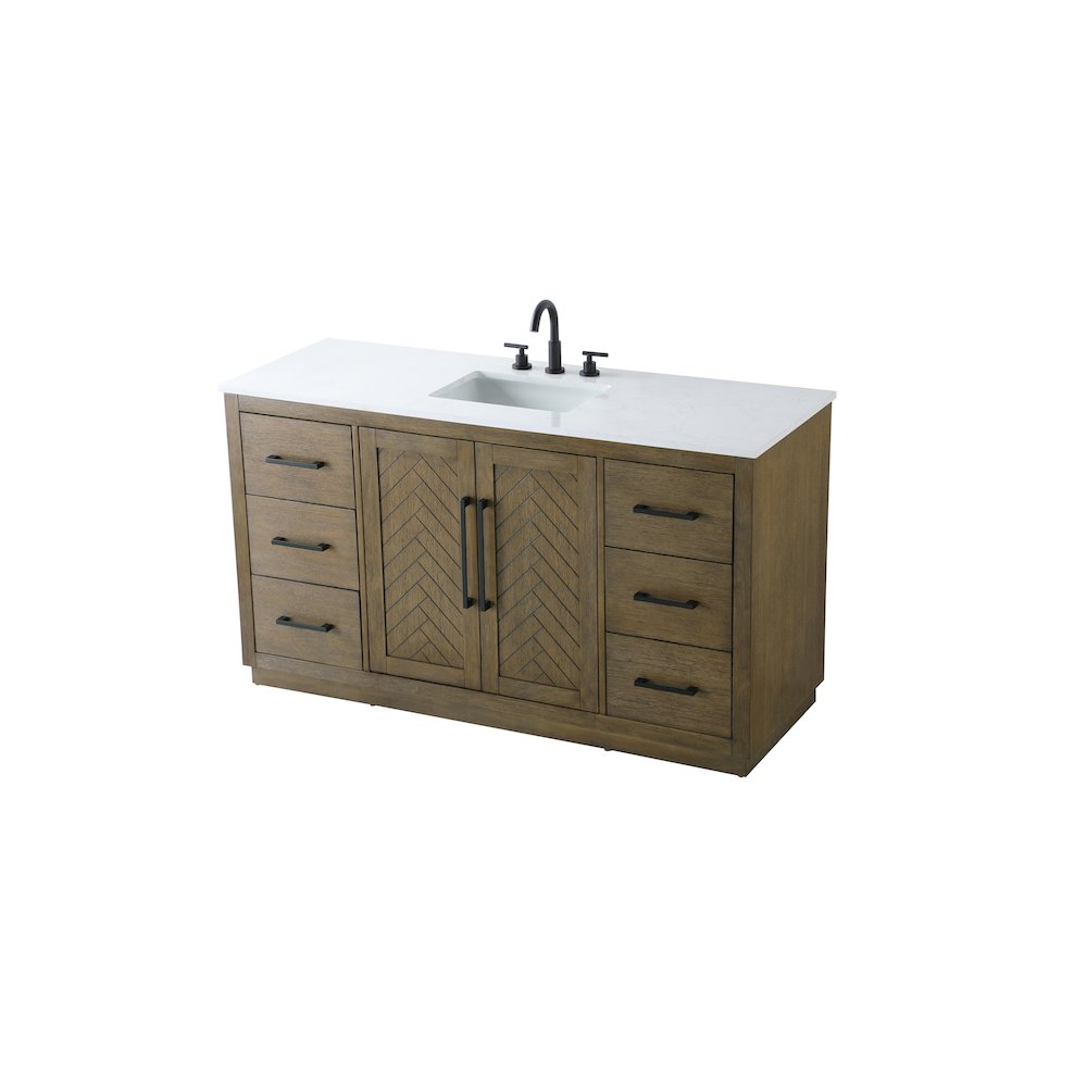 60 inch Single Bathroom Vanity in Hazel Oak. Picture 6