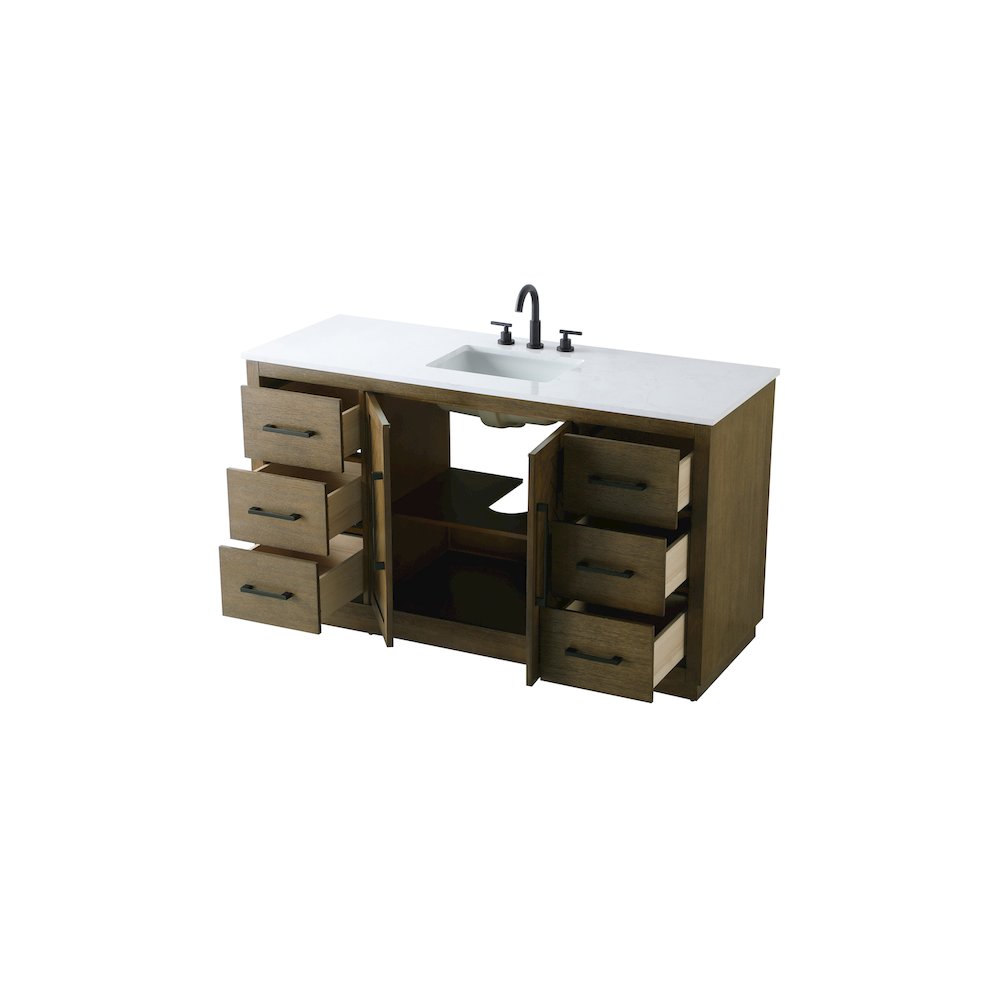 60 inch Single Bathroom Vanity in Hazel Oak. Picture 7