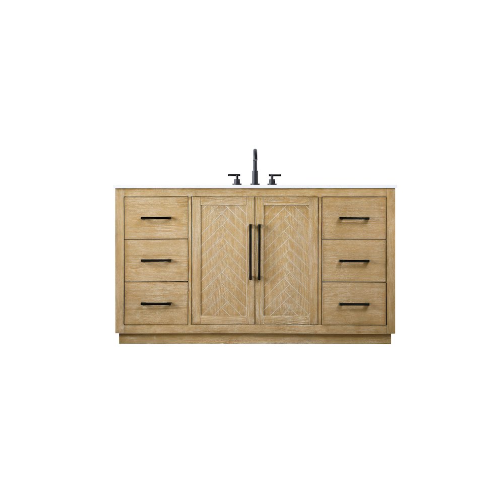 60 inch Single Bathroom Vanity in Linen Oak. Picture 1