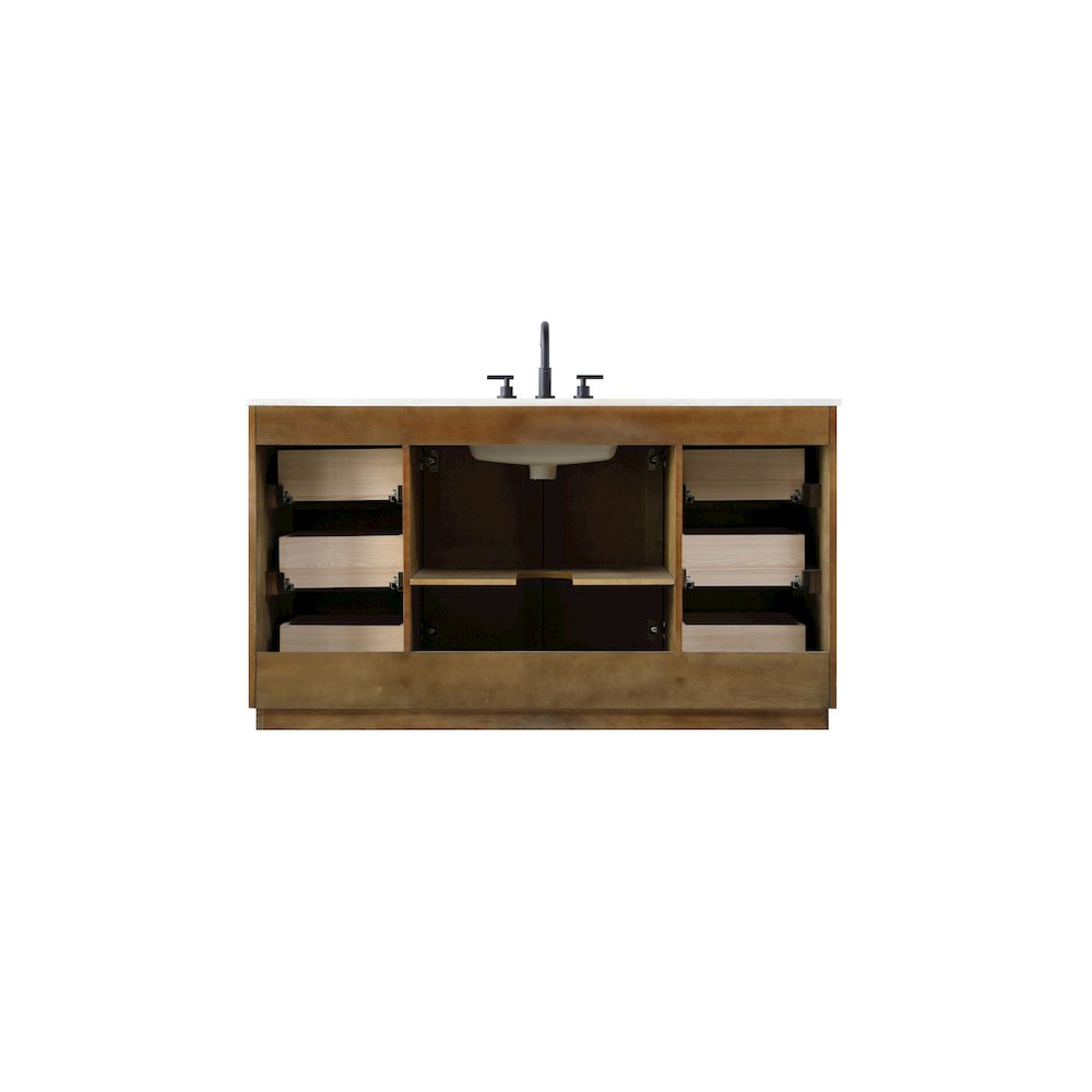 60 inch Single Bathroom Vanity in Linen Oak. Picture 11