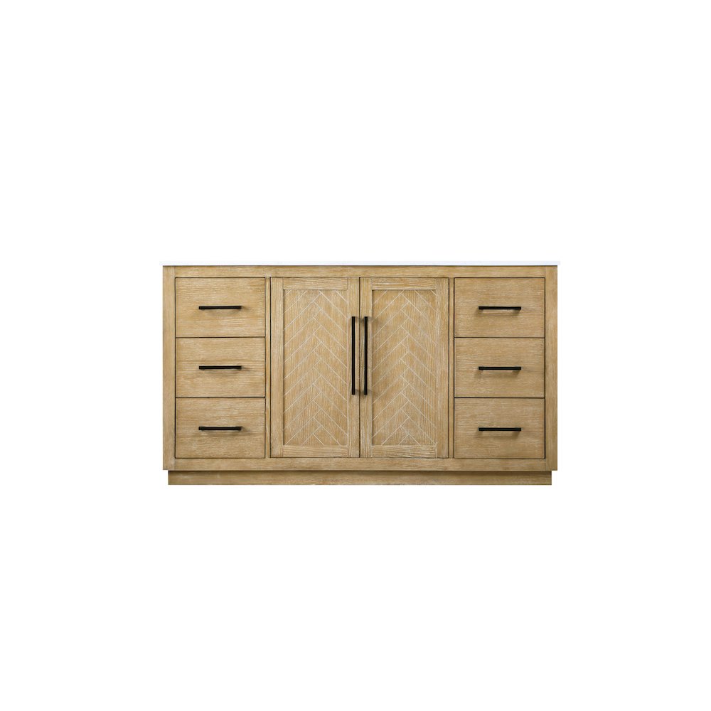 60 inch Single Bathroom Vanity in Linen Oak. Picture 5