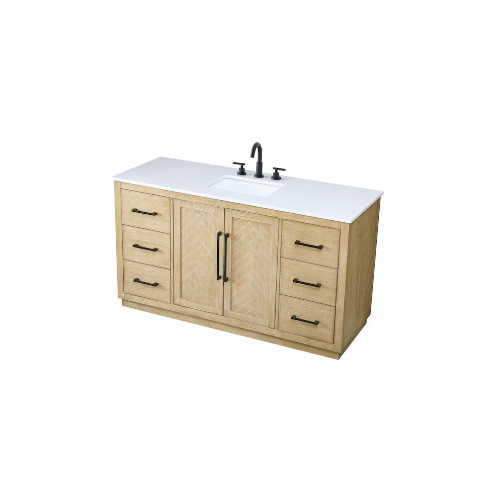 60 inch Single Bathroom Vanity in Linen Oak. Picture 6