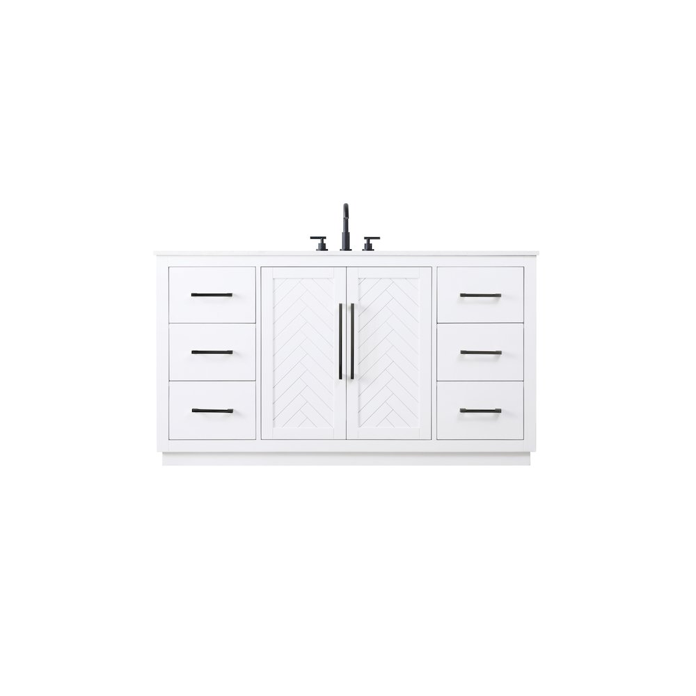 60 inch Single Bathroom Vanity in White. Picture 1