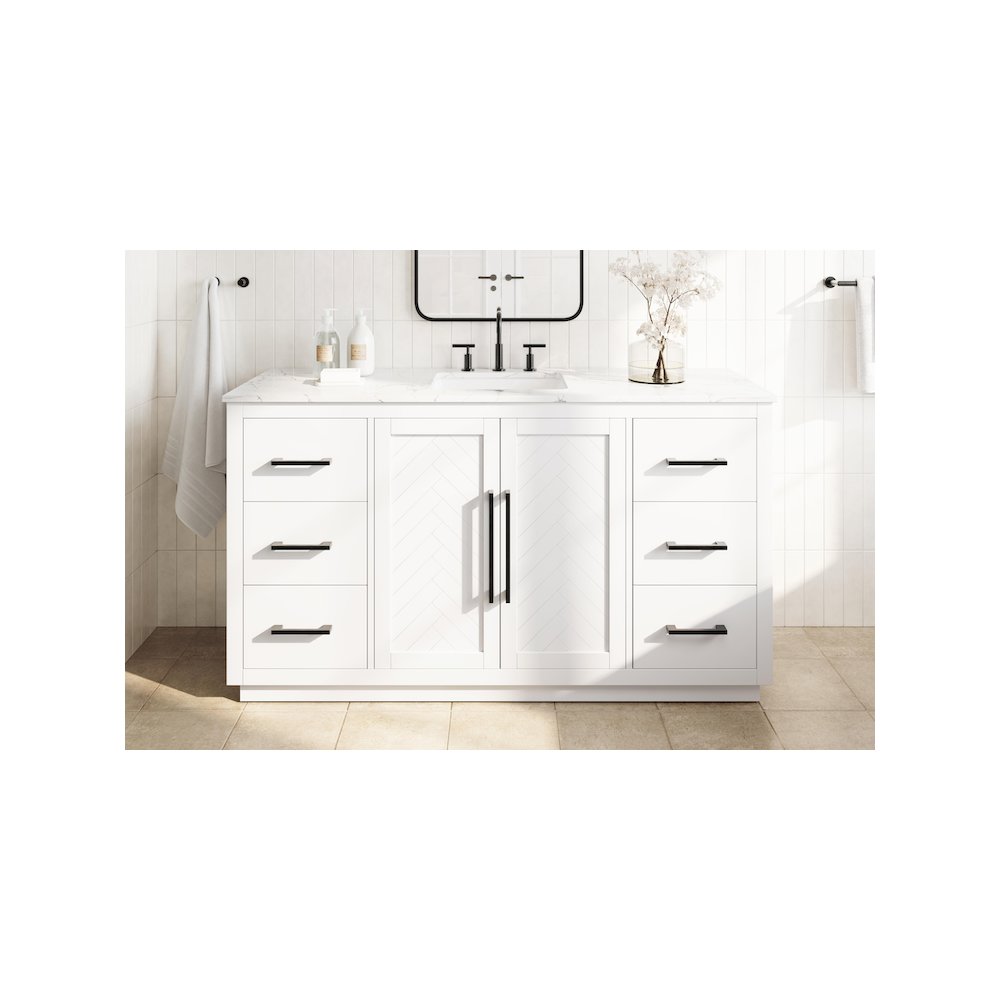 60 inch Single Bathroom Vanity in White. Picture 2