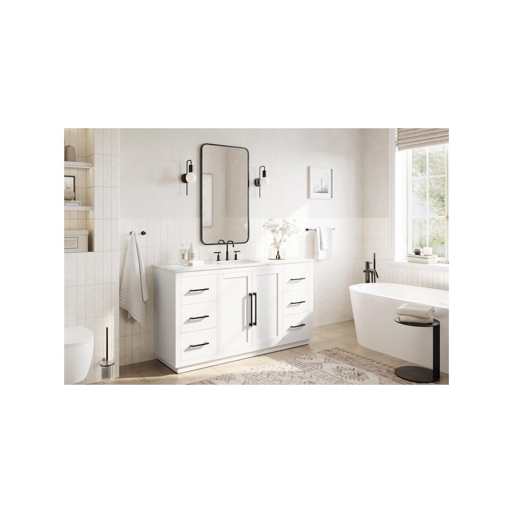 60 inch Single Bathroom Vanity in White. Picture 3