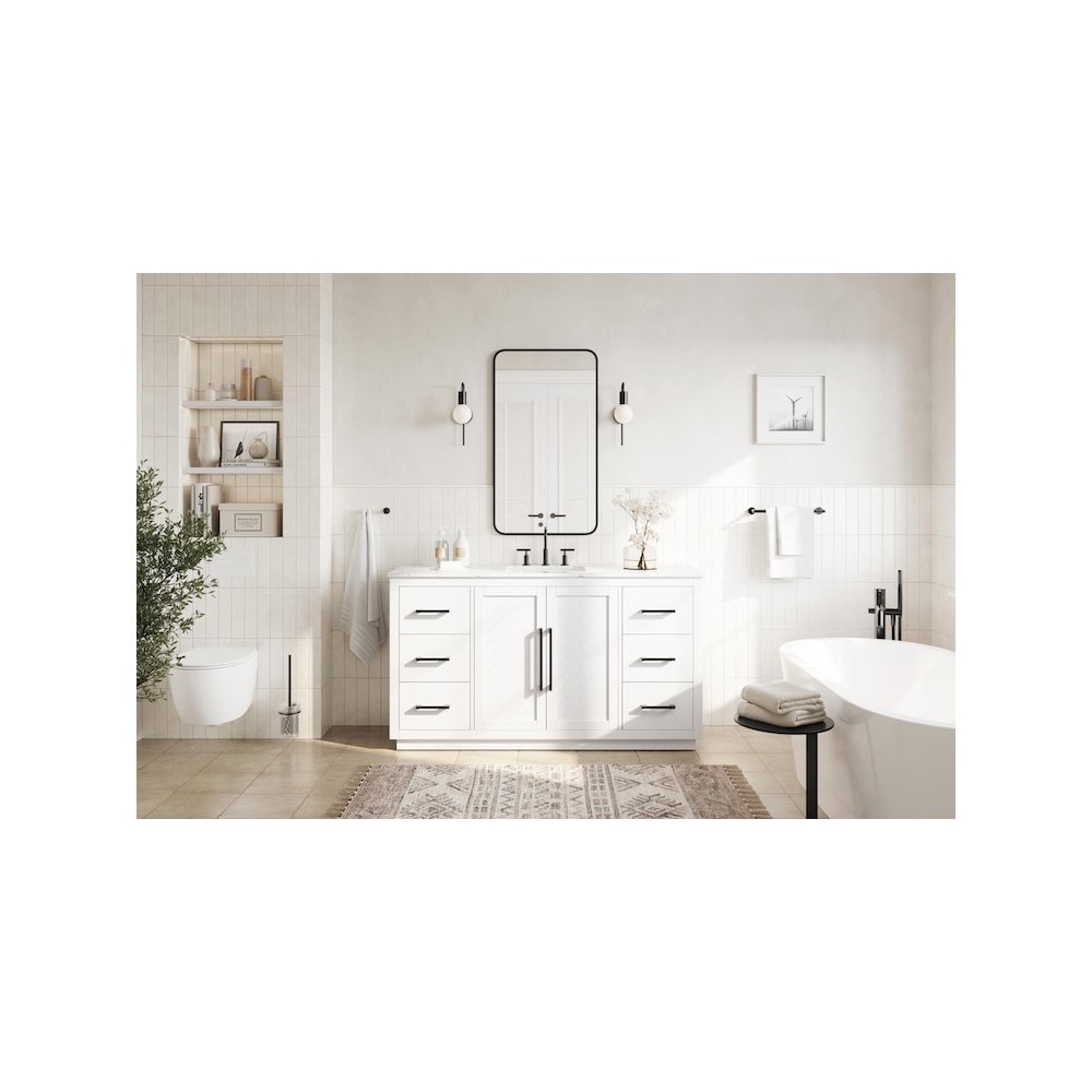 60 inch Single Bathroom Vanity in White. Picture 4