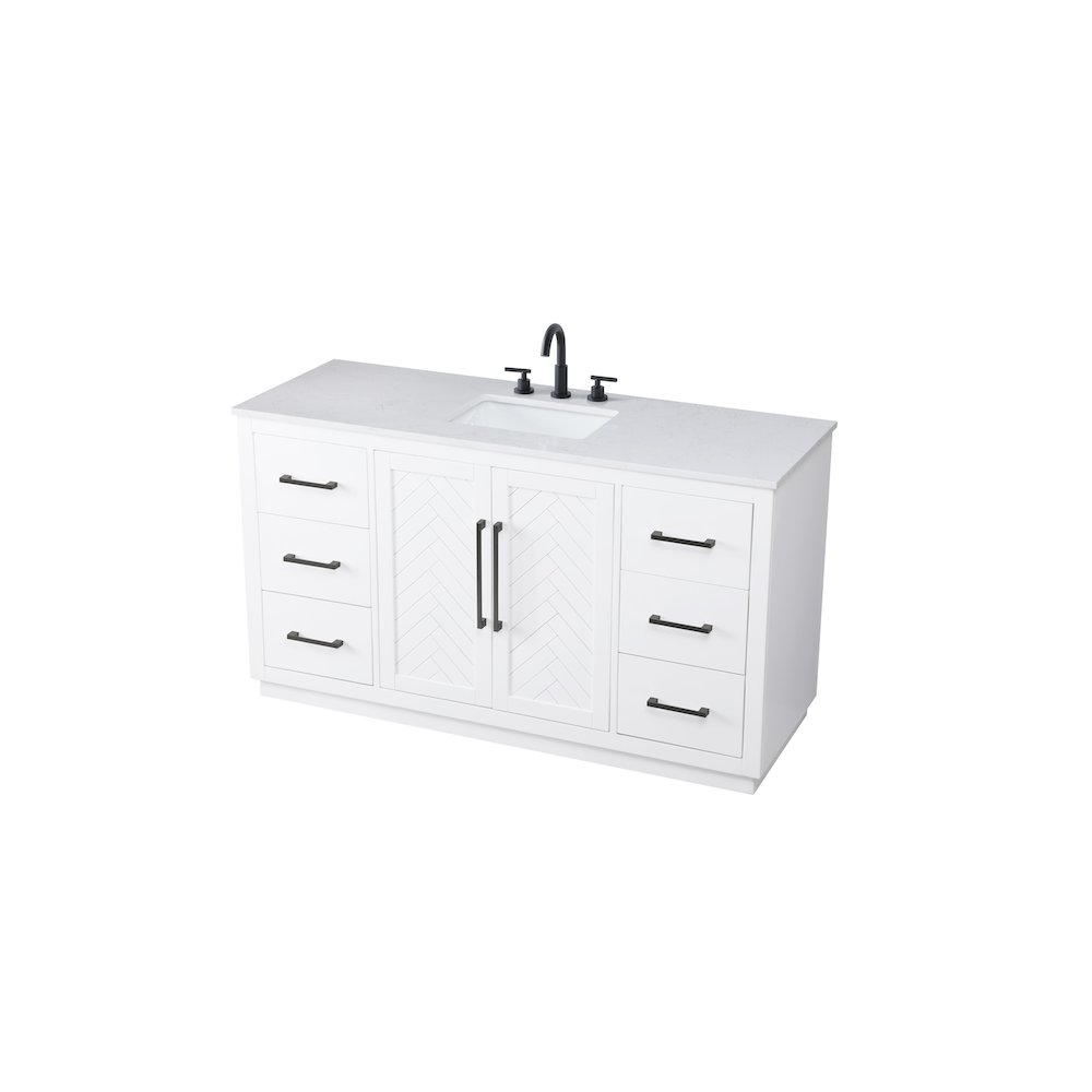 60 inch Single Bathroom Vanity in White. Picture 6