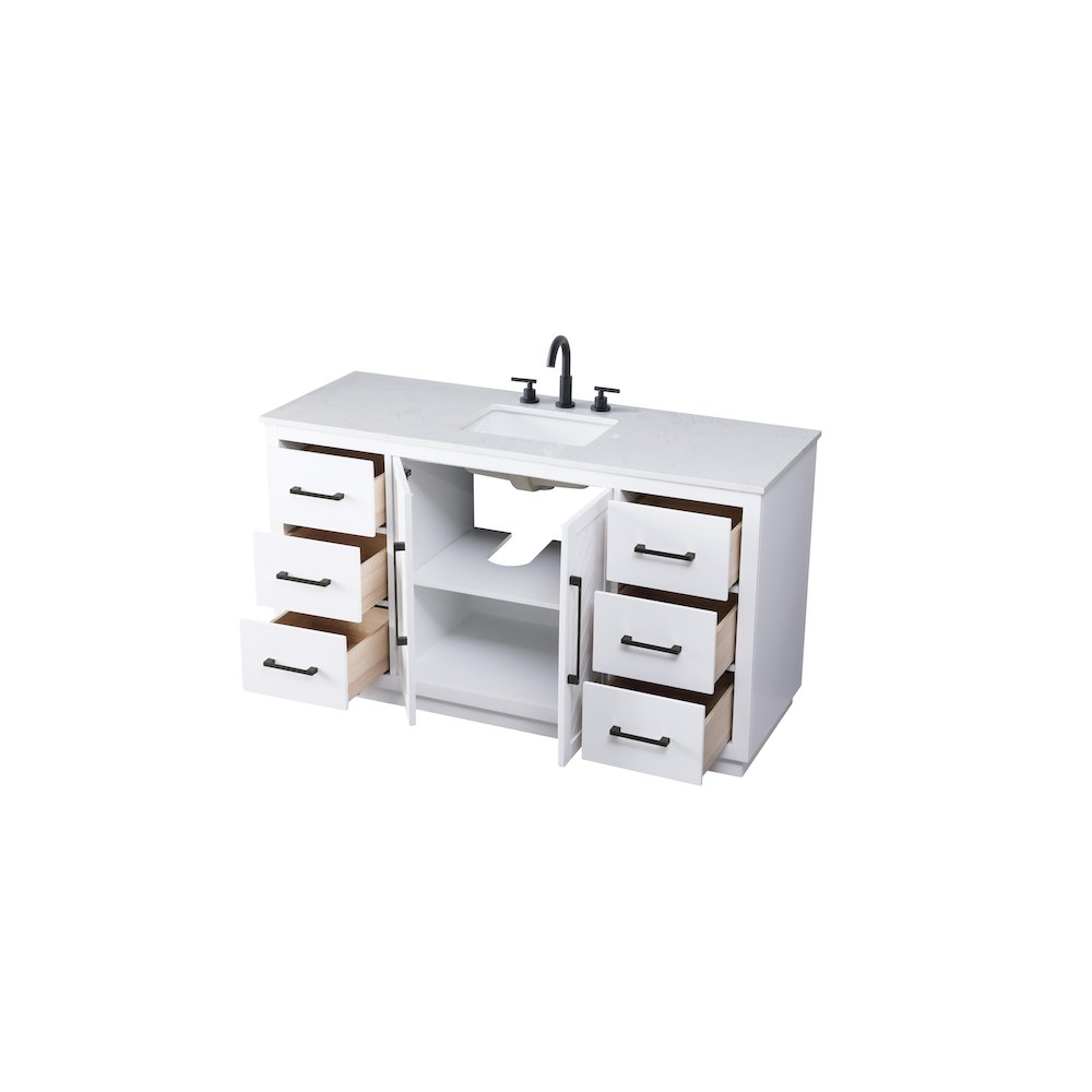60 inch Single Bathroom Vanity in White. Picture 7