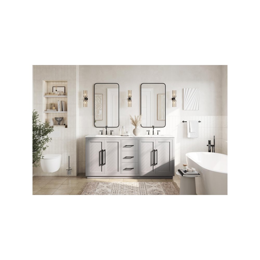 72 inch Double Bathroom Vanity in Grey. Picture 4