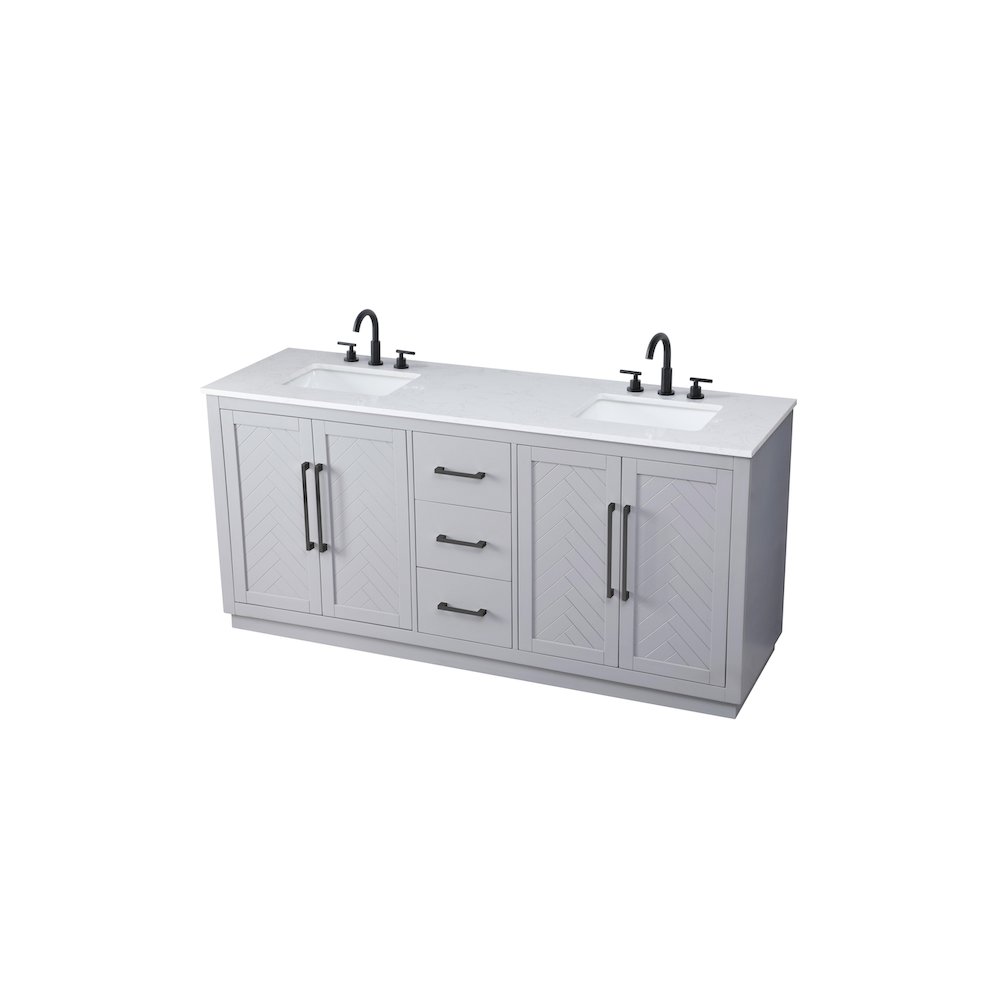 72 inch Double Bathroom Vanity in Grey. Picture 6