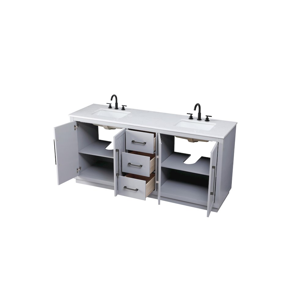 72 inch Double Bathroom Vanity in Grey. Picture 7