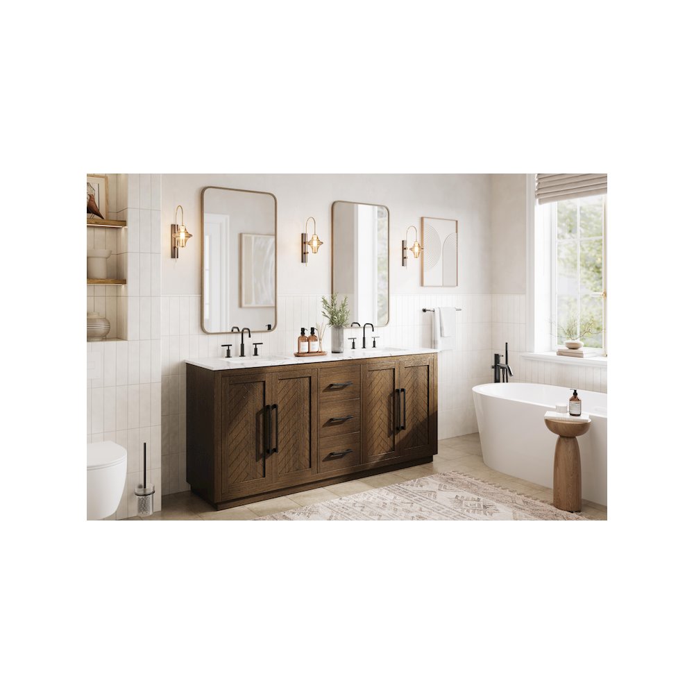 72 inch Double Bathroom Vanity in Hazel Oak. Picture 3
