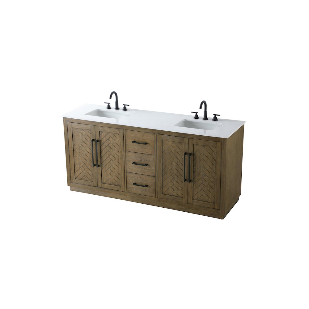 72 inch Double Bathroom Vanity in Hazel Oak. Picture 6