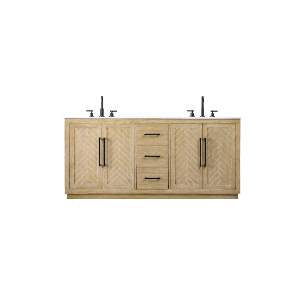 72 inch Double Bathroom Vanity in Linen Oak. Picture 1