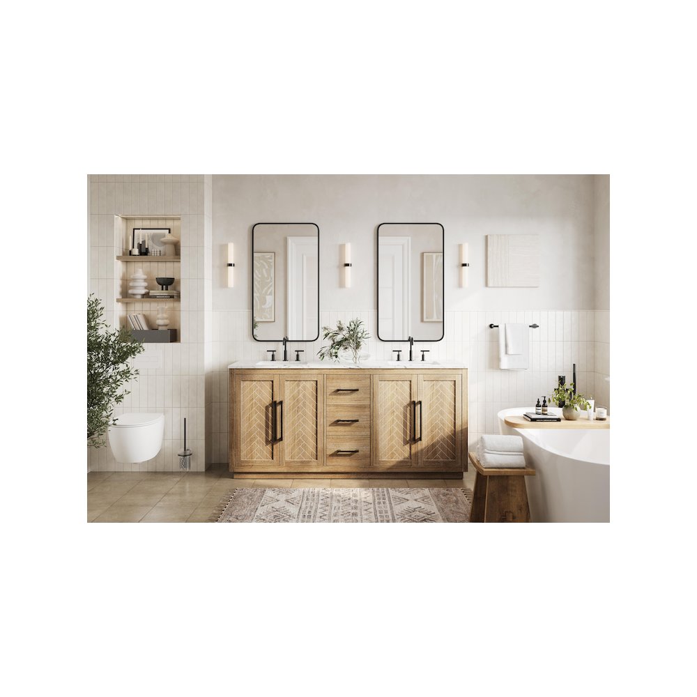 72 inch Double Bathroom Vanity in Linen Oak. Picture 4