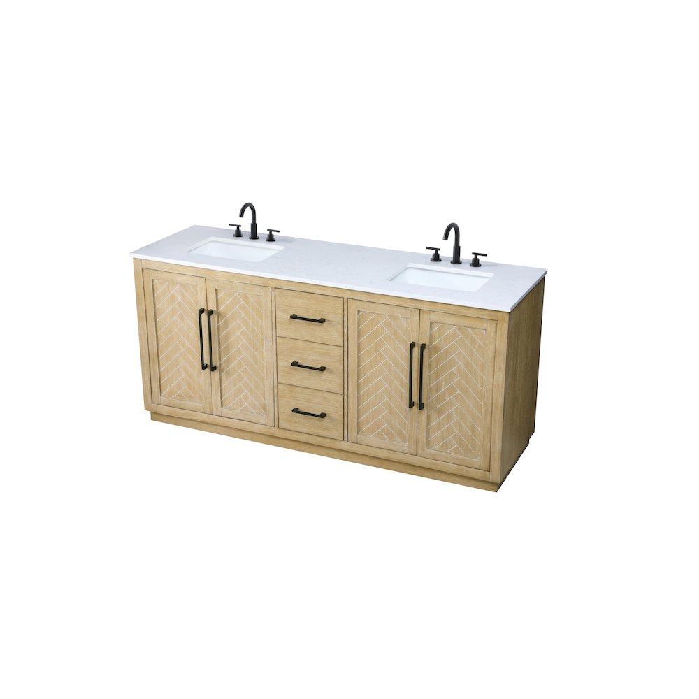 72 inch Double Bathroom Vanity in Linen Oak. Picture 6