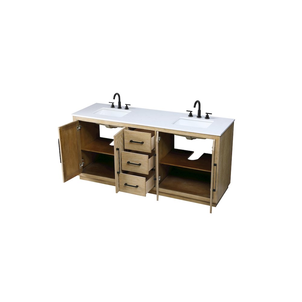 72 inch Double Bathroom Vanity in Linen Oak. Picture 7