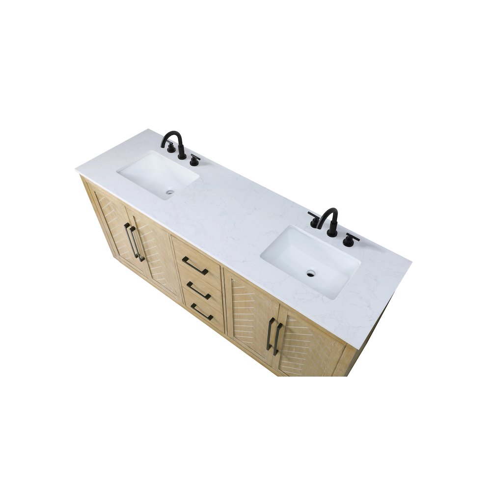 72 inch Double Bathroom Vanity in Linen Oak. Picture 8