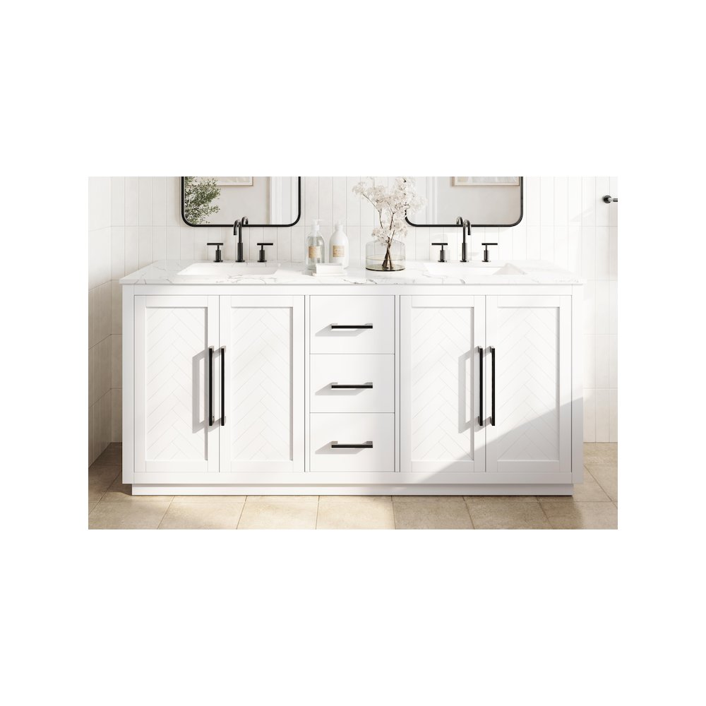 72 inch Double Bathroom Vanity in White. Picture 2
