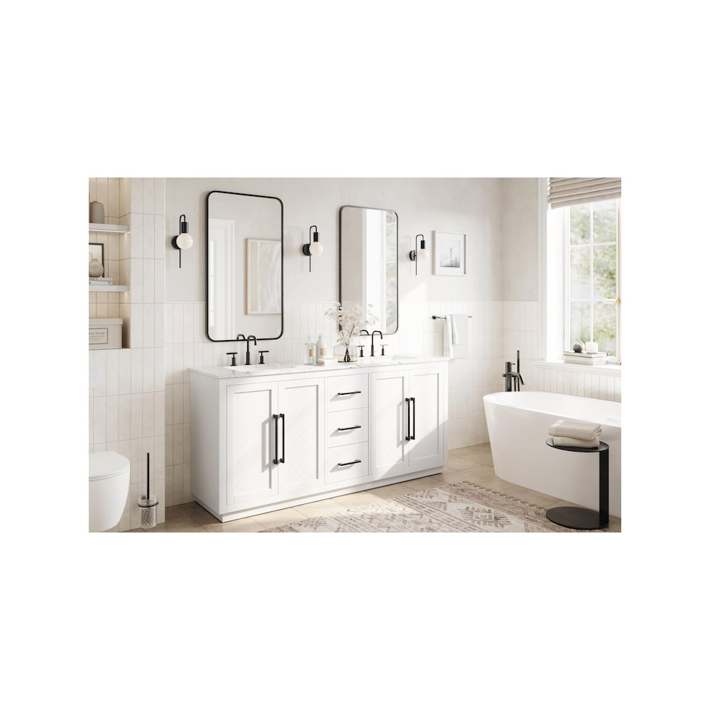 72 inch Double Bathroom Vanity in White. Picture 3