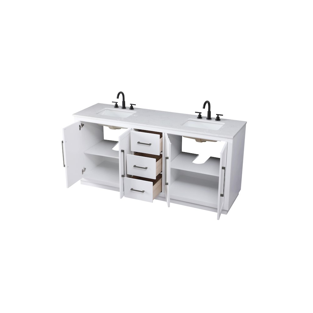 72 inch Double Bathroom Vanity in White. Picture 7