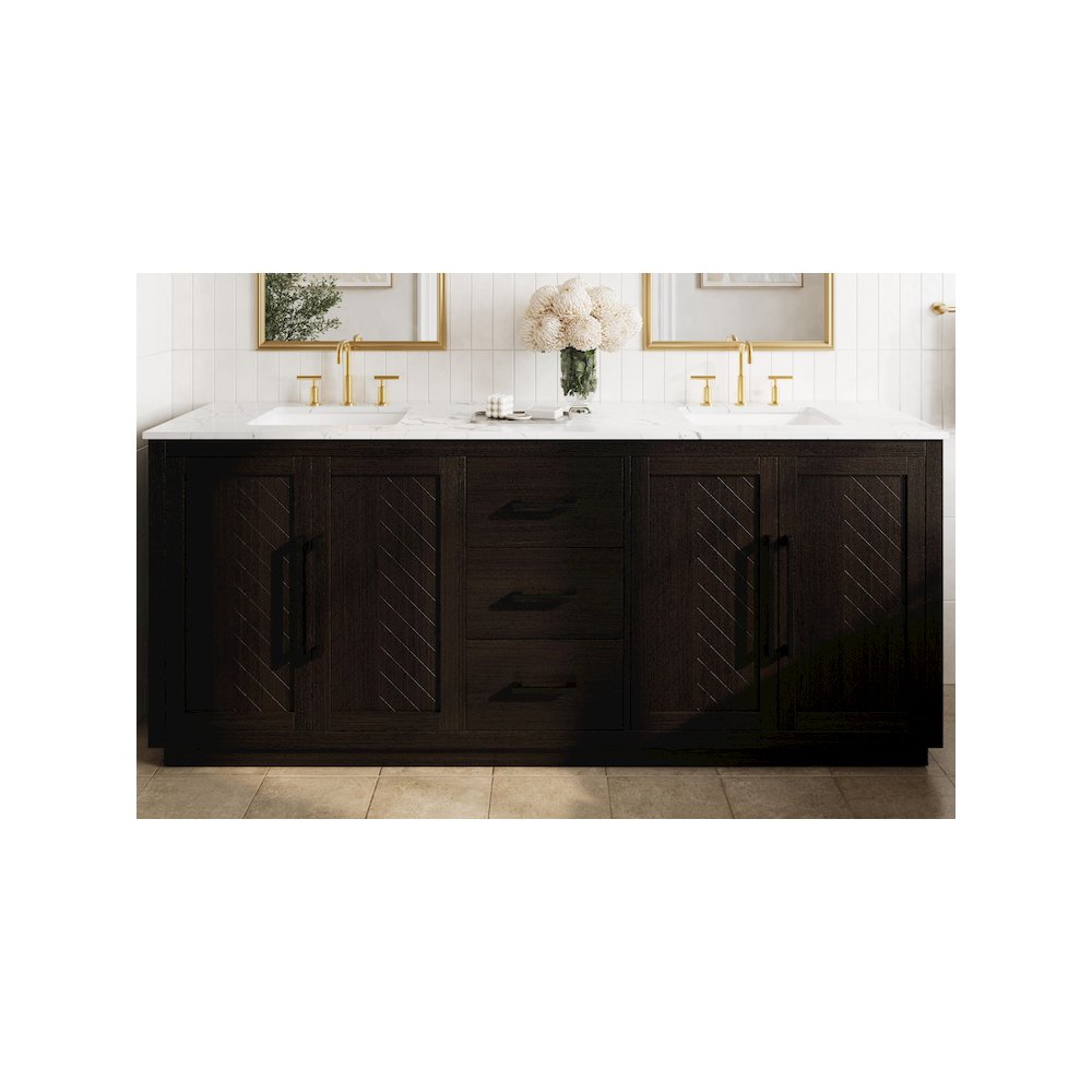 84 inch Double Bathroom Vanity in Chocolate Oak. Picture 2