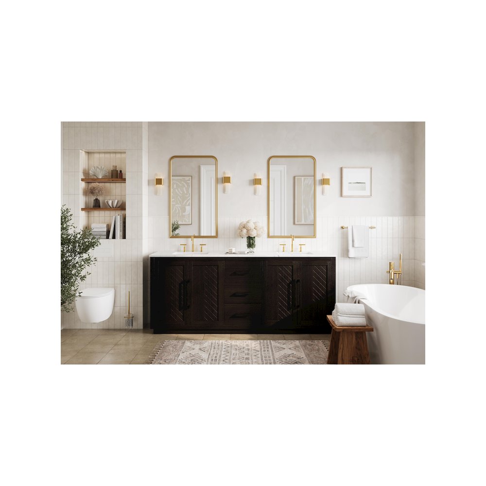 84 inch Double Bathroom Vanity in Chocolate Oak. Picture 4