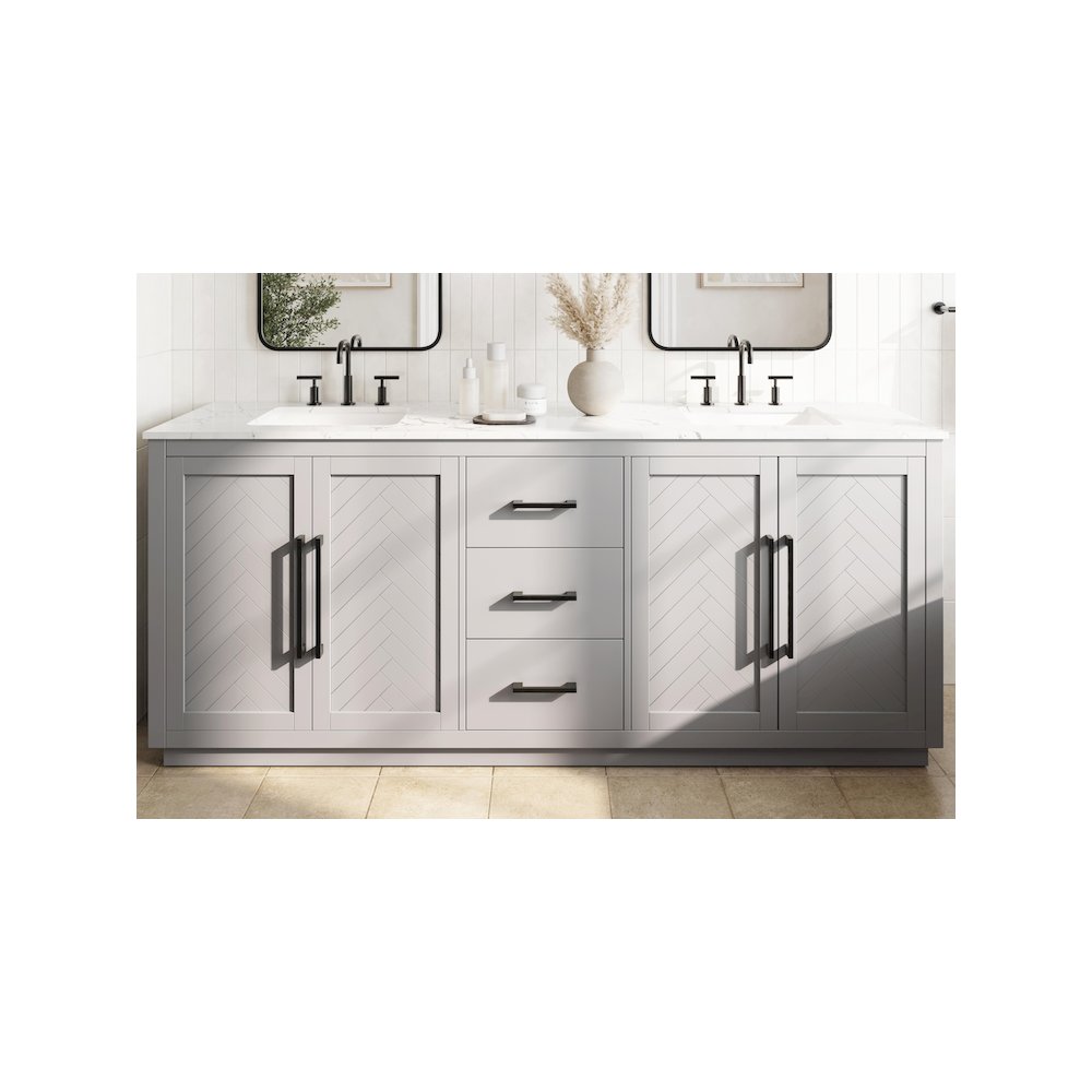 84 inch Double Bathroom Vanity in Grey. Picture 2