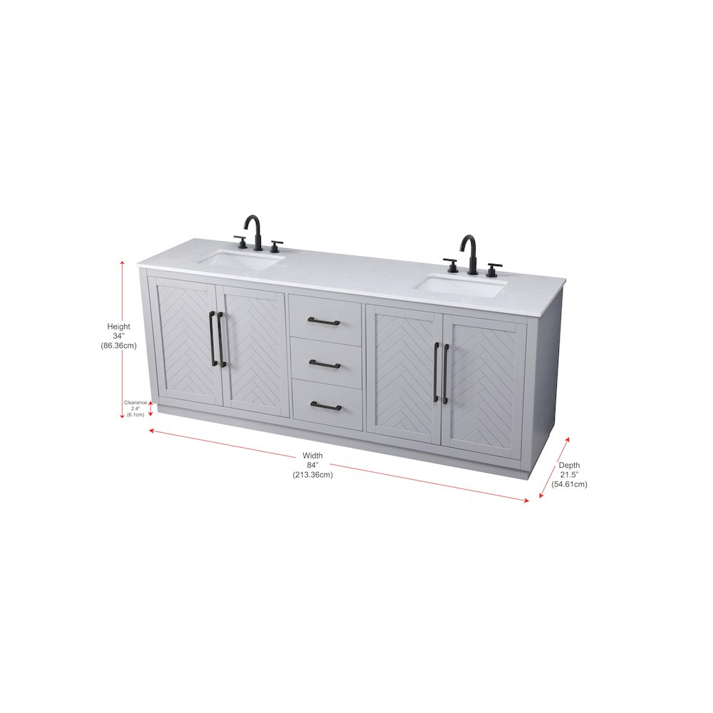 84 inch Double Bathroom Vanity in Grey. Picture 12