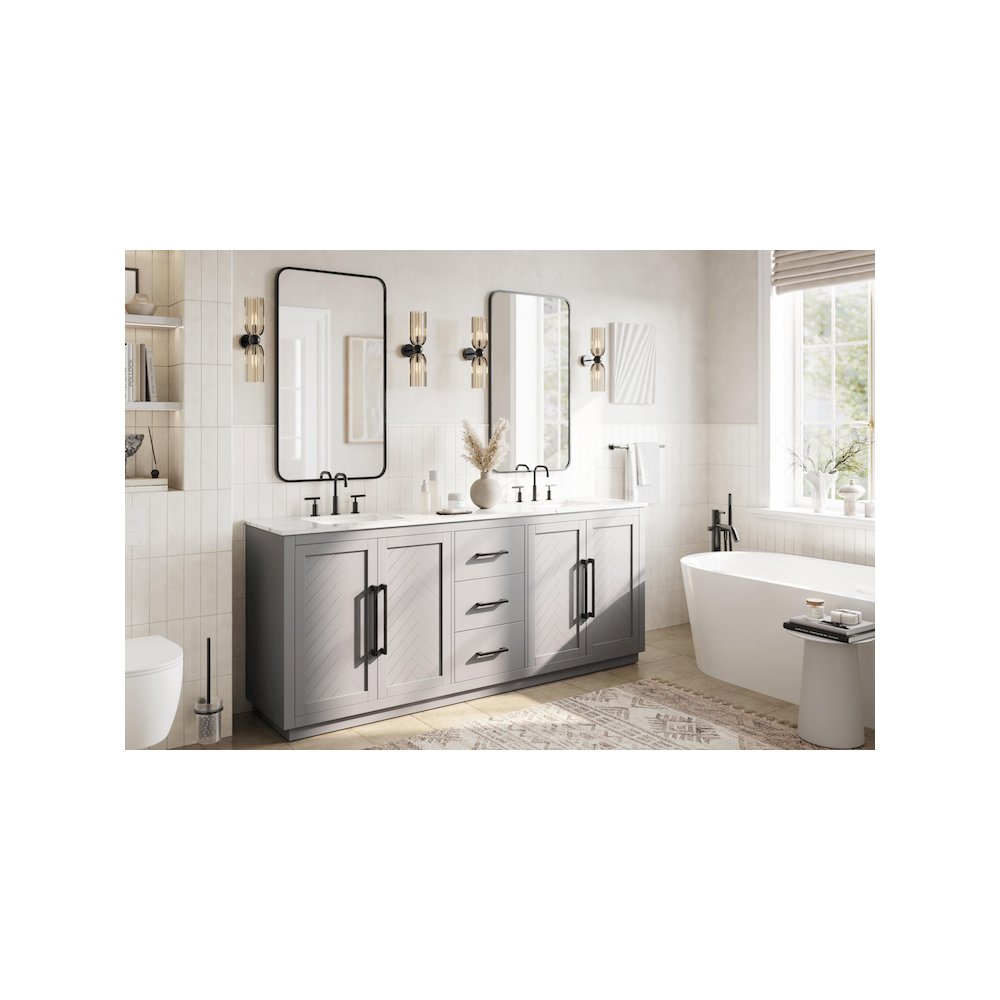 84 inch Double Bathroom Vanity in Grey. Picture 3