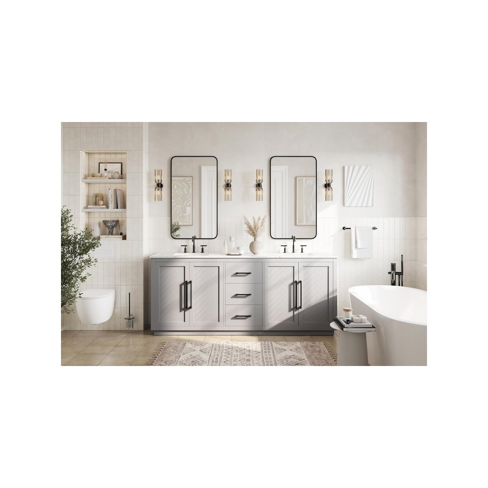 84 inch Double Bathroom Vanity in Grey. Picture 4