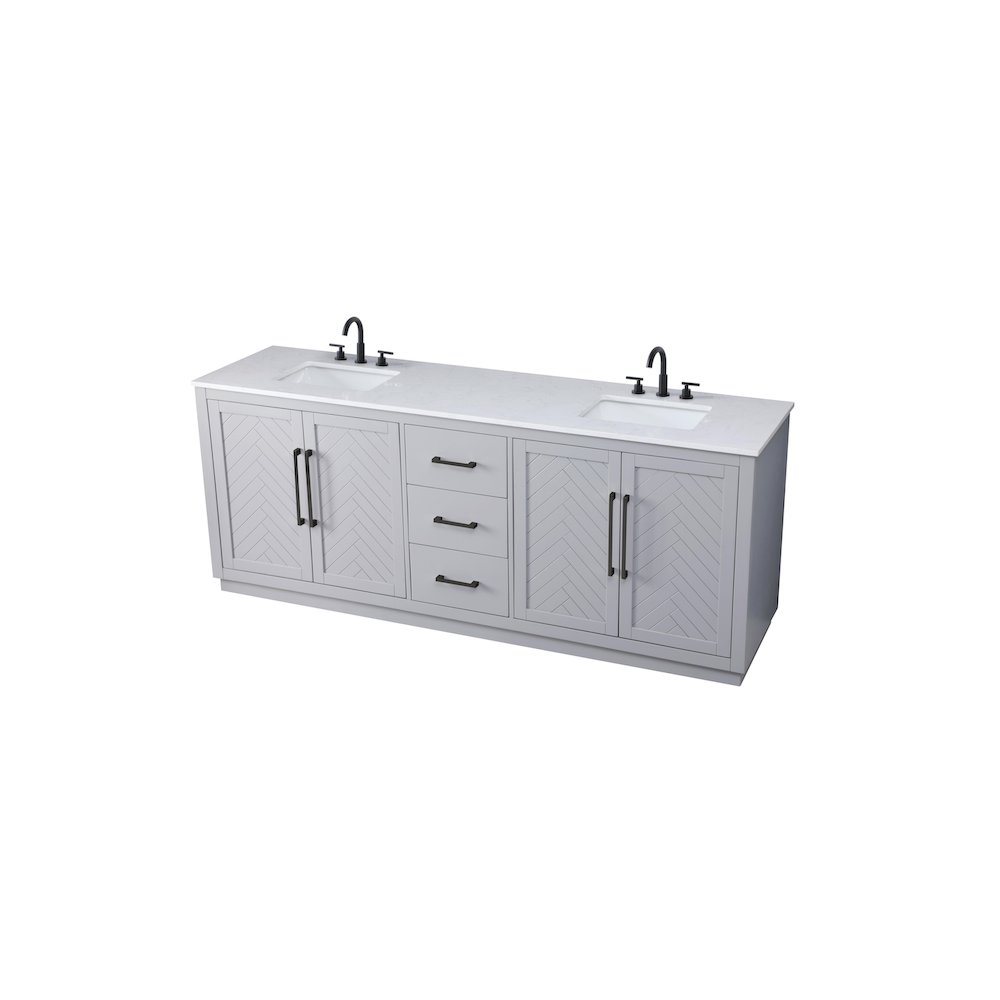 84 inch Double Bathroom Vanity in Grey. Picture 6