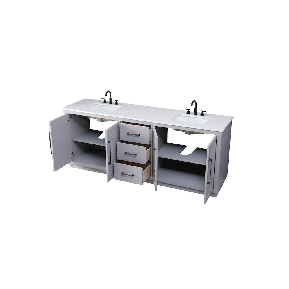 84 inch Double Bathroom Vanity in Grey. Picture 7