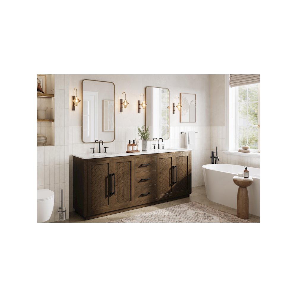84 inch Double Bathroom Vanity in Hazel Oak. Picture 3