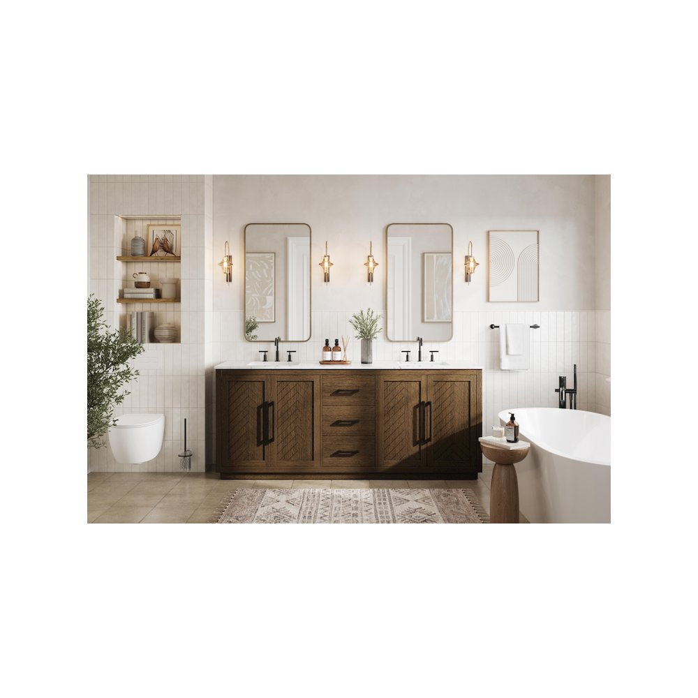 84 inch Double Bathroom Vanity in Hazel Oak. Picture 4