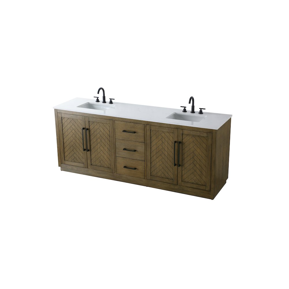 84 inch Double Bathroom Vanity in Hazel Oak. Picture 6