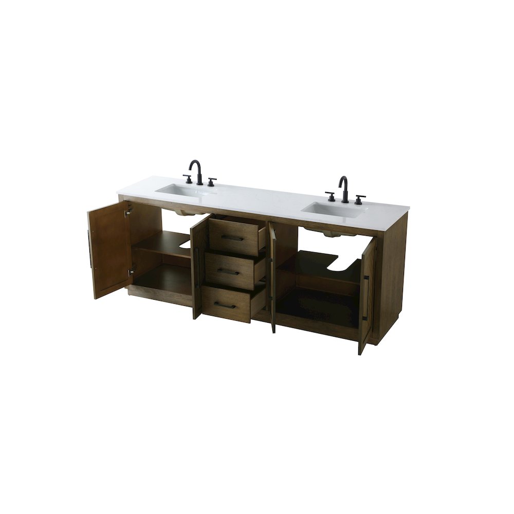 84 inch Double Bathroom Vanity in Hazel Oak. Picture 7