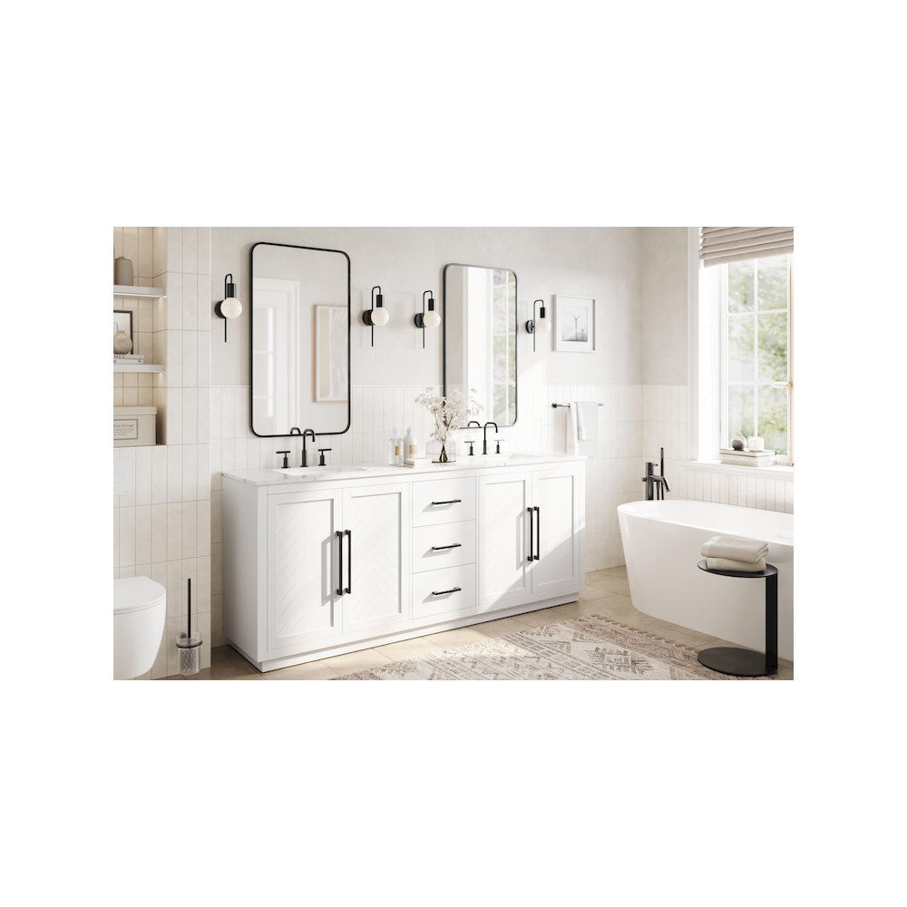 84 inch Double Bathroom Vanity in White. Picture 3