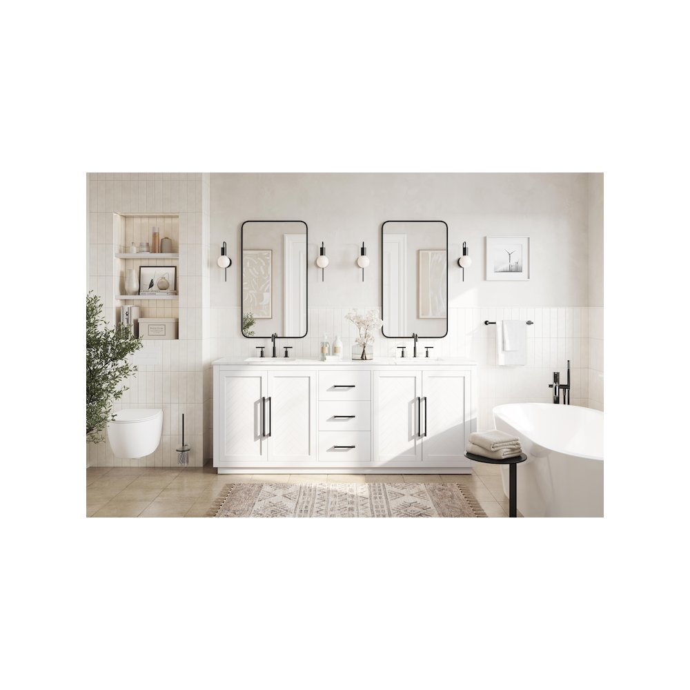 84 inch Double Bathroom Vanity in White. Picture 4